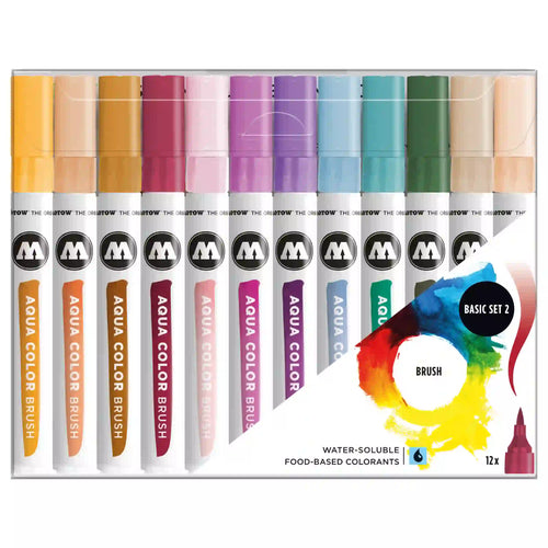 Molotow AQUA COLOR BRUSH Marker Set Basis 2 12 Stuks - Brushmarker