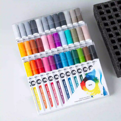 Molotow AQUA COLOR BRUSH Marker Set Basis 1 12 Stuks - Brushmarker
