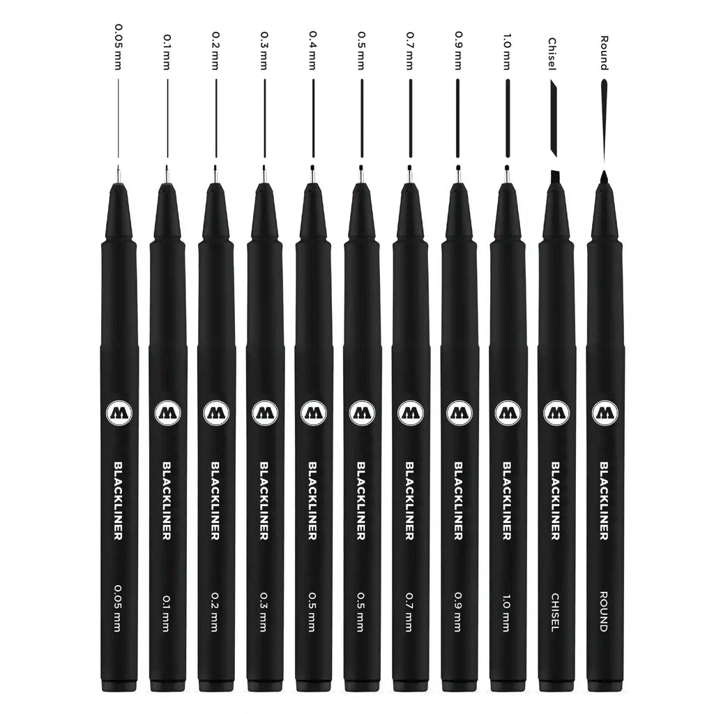 Molotow Blackliner Fineliner Zwart Set 11 Stuks