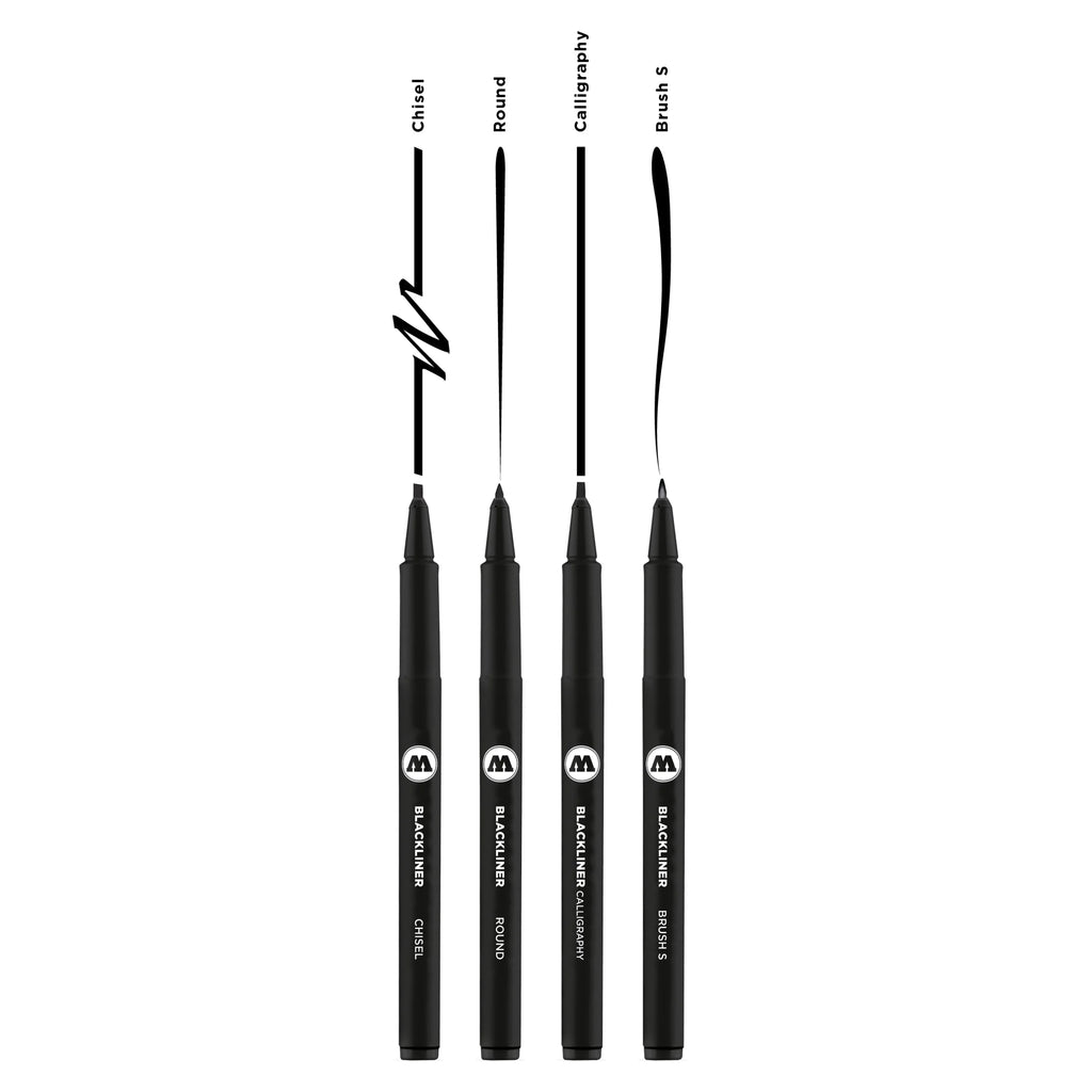 Molotow Blackliner Fineliner Zwart Set 3 4 Stuks - Speciale Punten