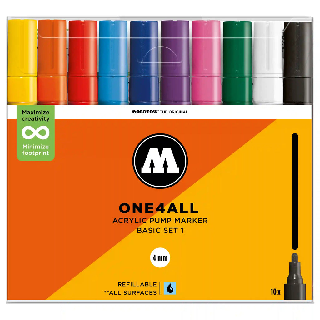 Molotow ONE4ALL 227HS Verfstift Set Basis 6 Stuks - Acrylmarker 4 mm