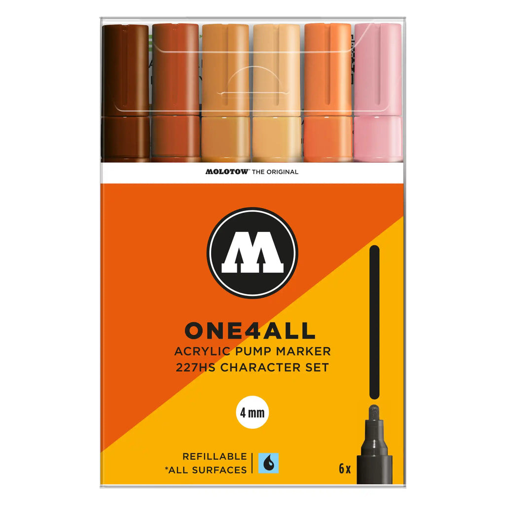 Molotow ONE4ALL 227HS Verfstift Set Character 6 Stuks - Acrylmarker 4 mm