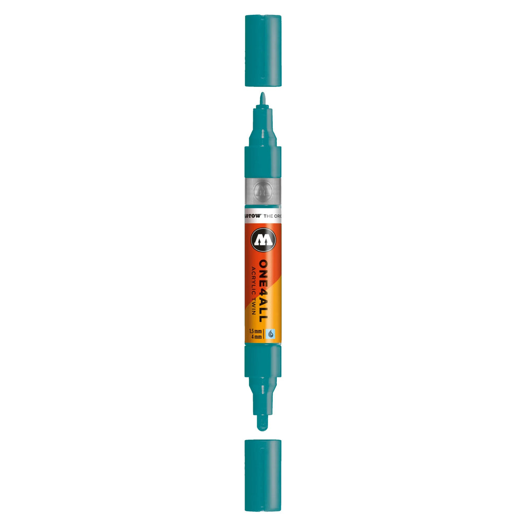 Molotow ONE4ALL TWIN Verfstift Aqua Blauw - Acrylmarker 1,5 en 4 mm