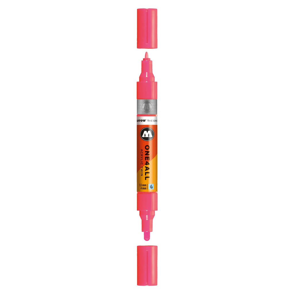 Molotow ONE4ALL TWIN Verfstift Neon Rood Fluo - Acrylmarker 1,5 en 4 mm
