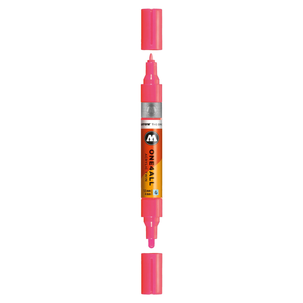 Molotow ONE4ALL TWIN Verfstift Neon Rood Fluo - Acrylmarker 1,5 en 4 mm