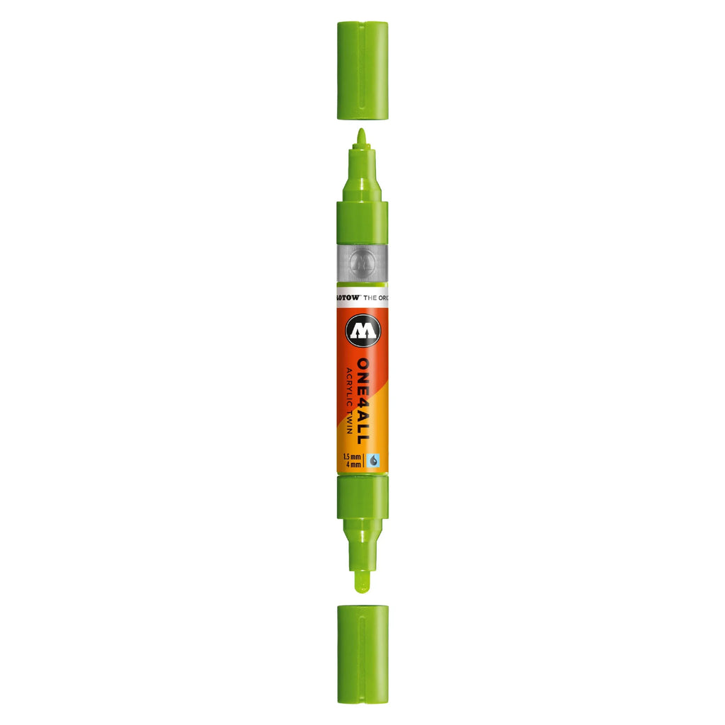 Molotow ONE4ALL TWIN Verfstift Sprinkhaan Groen - Acrylmarker 1,5 en 4 mm