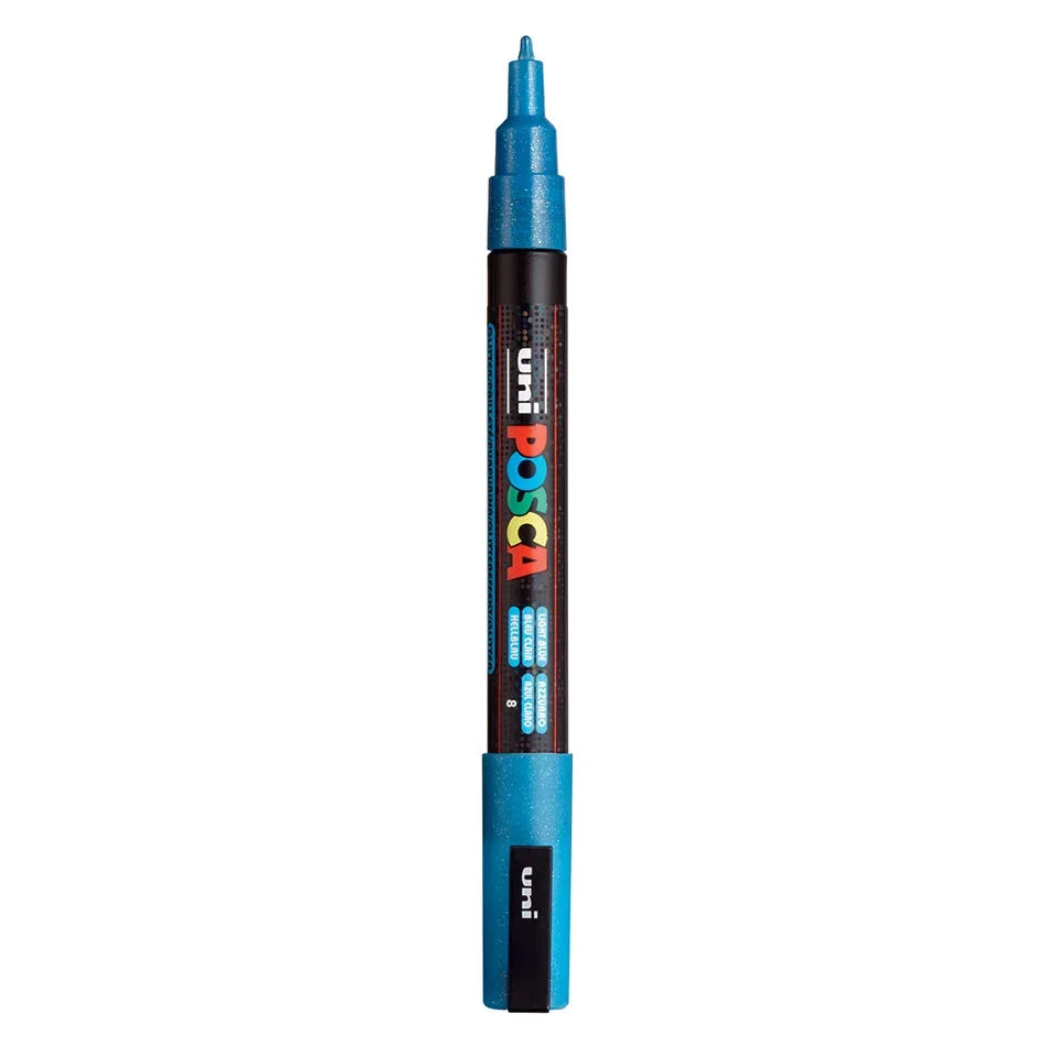 Posca PC-3M Verfstift Glitter Licht Blauw - Acrylmarker Fijn