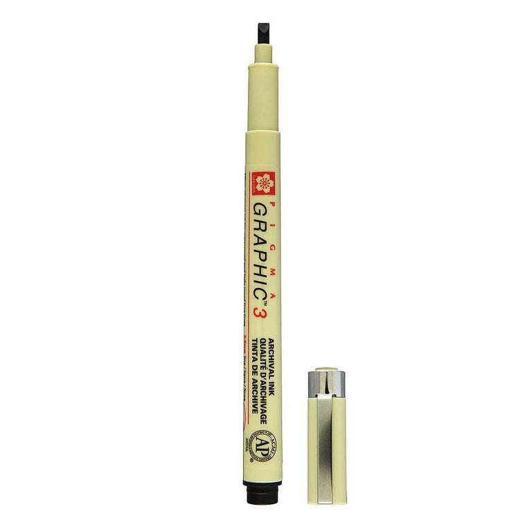 Sakura Pigma Graphic Pen 3 Zwart - Beitelpunt 3 mm