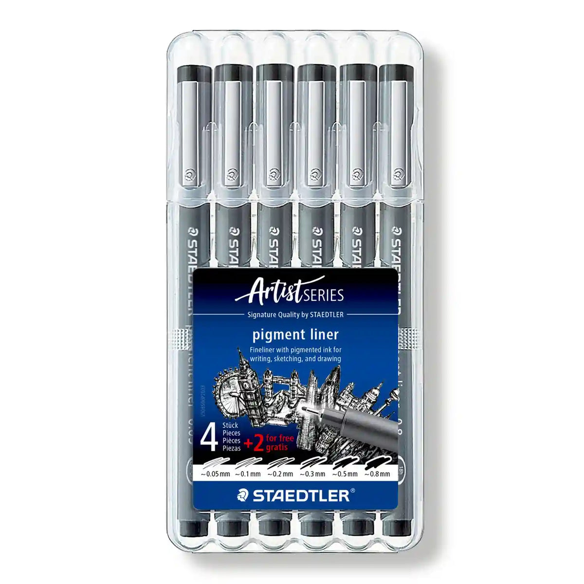 Staedtler Pigment Liner Fineliner Set Zwart 6 Stuks